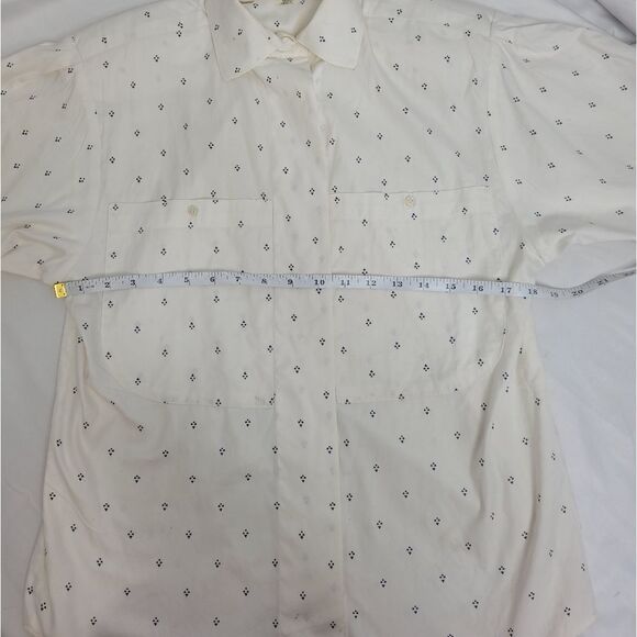 VINTAGE 90s shirt white printed cotton button up top M - Picture 8 of 11